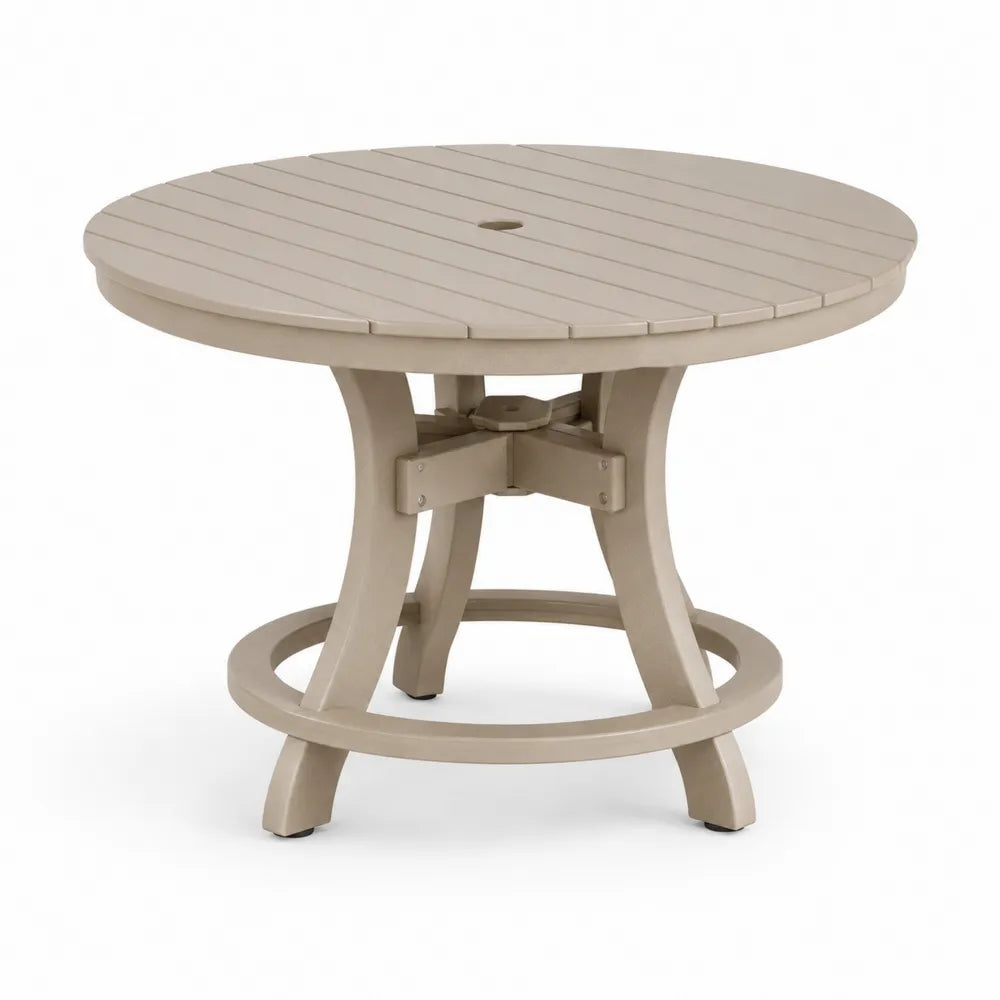Table de jardin ronde en bois composite beige 90 cm