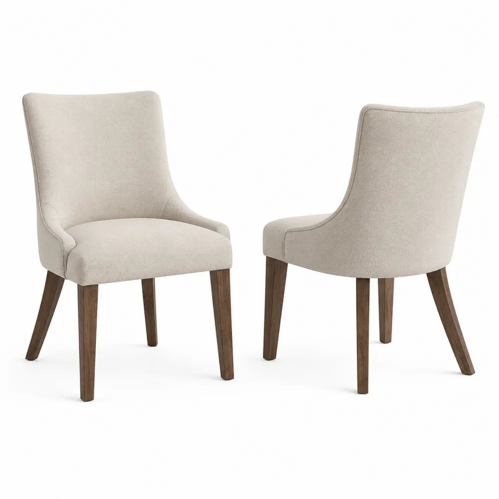 Lot de 2 chaises en bois et tissu beige