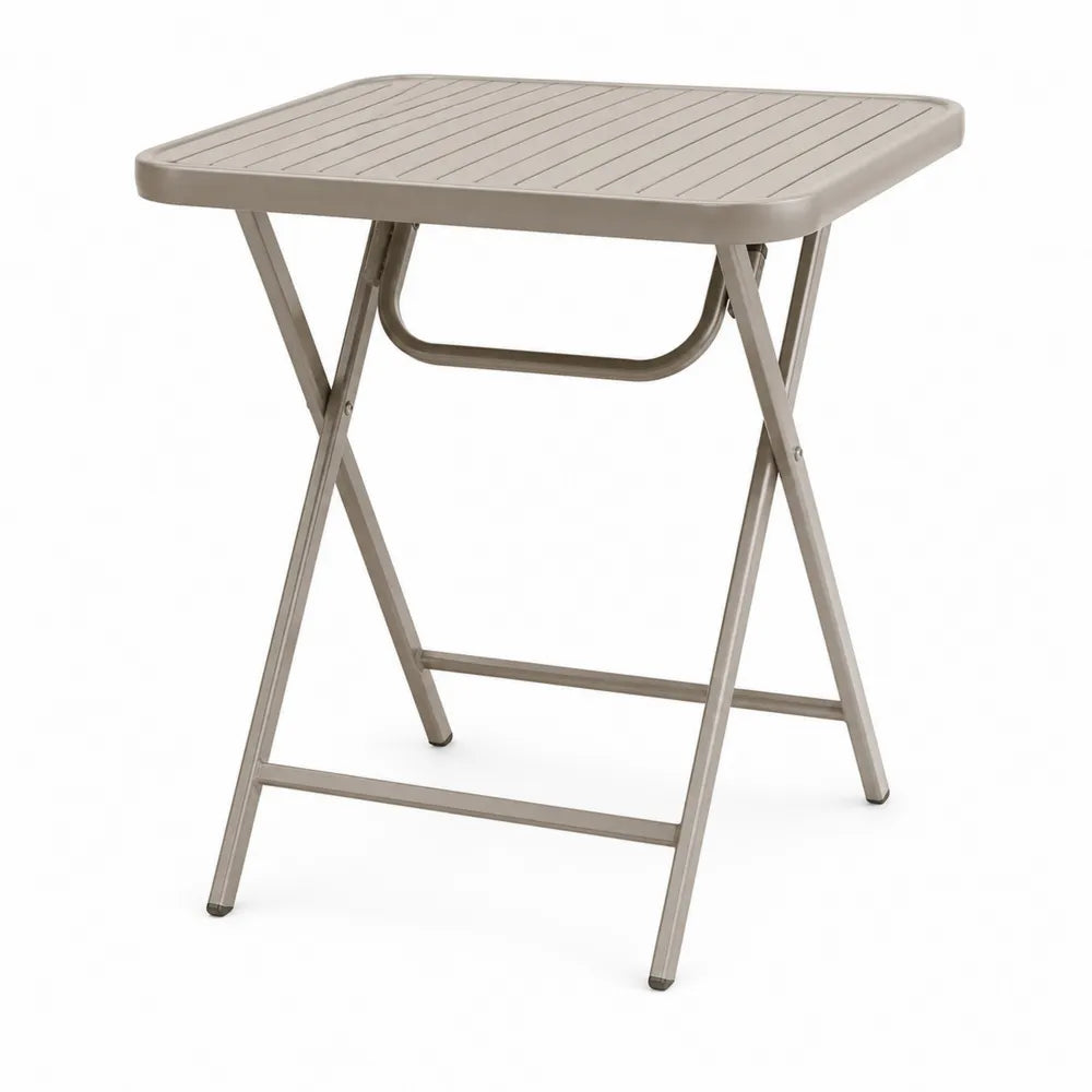 Table pliante en métal taupe 70x70x72 cm