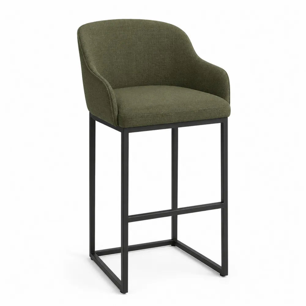 Chaise de bar en métal et tissu vert kaki