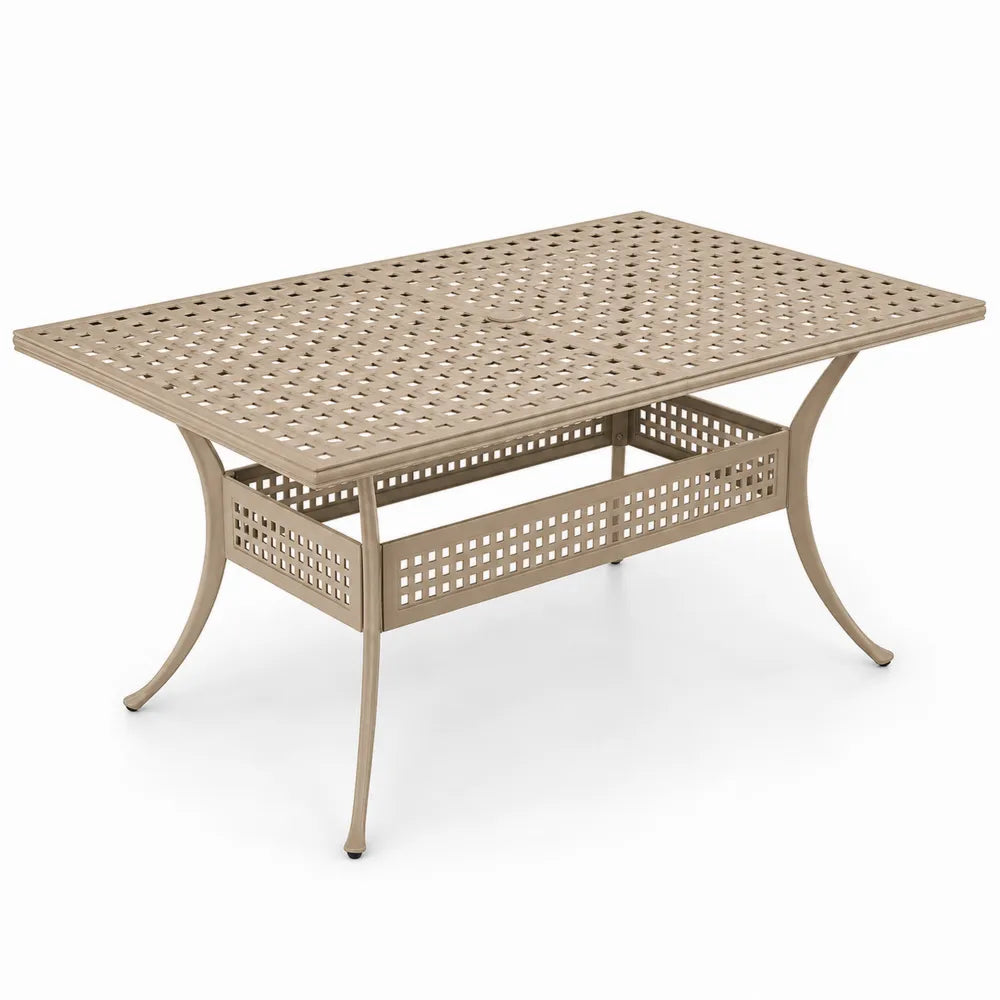 Table de jardin rectangulaire en aluminium beige 150x90x75 cm