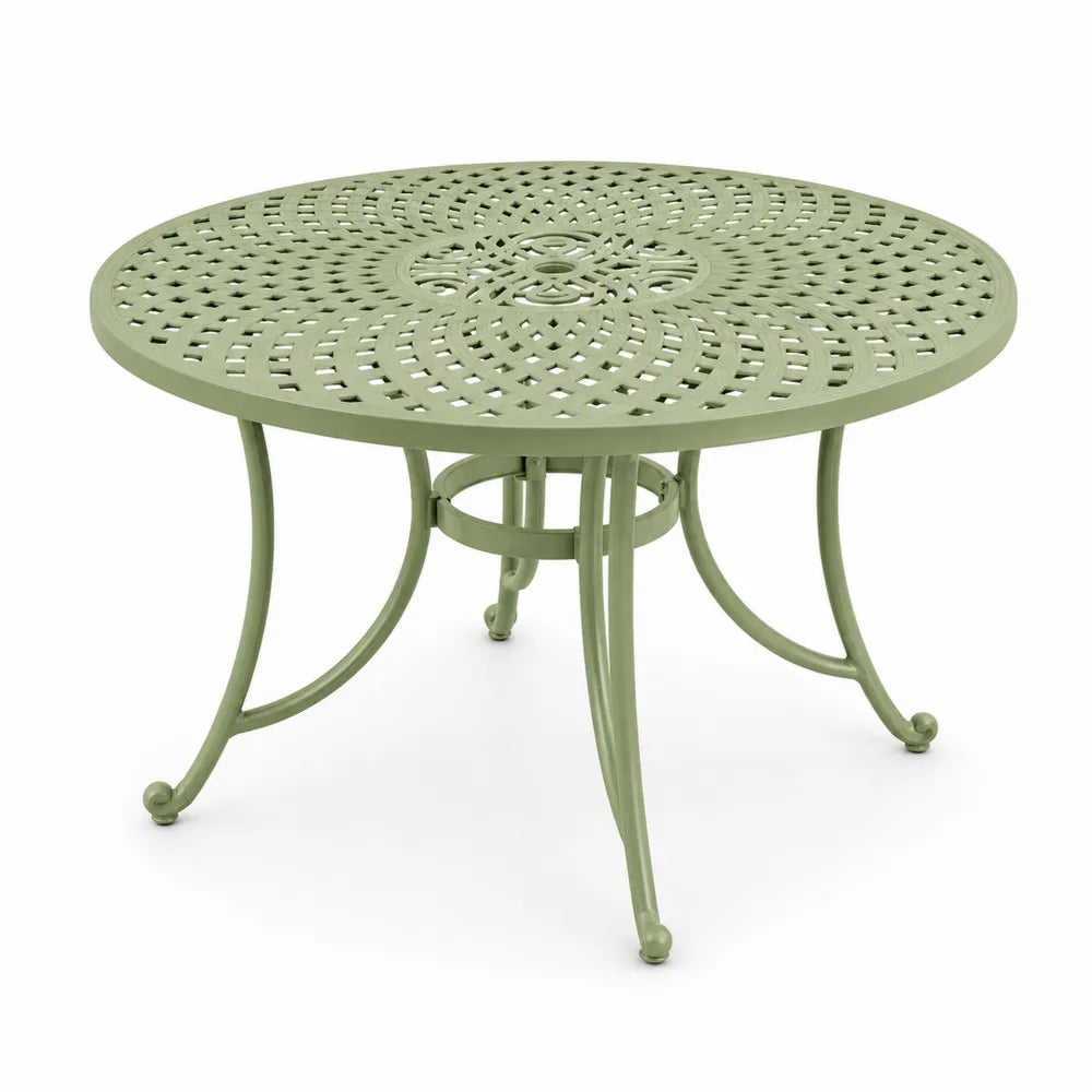 Table ronde de jardin en métal vert 120cm
